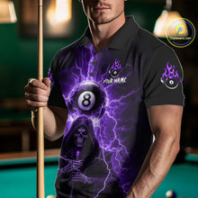 Load image into Gallery viewer, Grim Reaper Thunder Purple 8 Ball Pool Men Polo &amp; 1/4-Zip Shirt Custom Billiards Ball Jerseys NYN2432