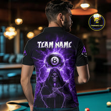 Load image into Gallery viewer, Grim Reaper Thunder Purple 8 Ball Pool Men Polo &amp; 1/4-Zip Shirt Custom Billiards Ball Jerseys NYN2432