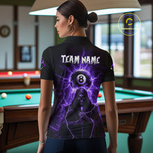 Load image into Gallery viewer, Grim Reaper Thunder Purple 8 Ball Pool Women Polo &amp; 1/4-Zip Shirt Custom Billiards Ball Jerseys NYN2432