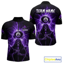Load image into Gallery viewer, Grim Reaper Thunder Purple 8 Ball Pool Men Polo &amp; 1/4-Zip Shirt Custom Billiards Ball Jerseys NYN2432