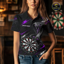 Load image into Gallery viewer, Female model wearing Black Purple Cobra Women's Dart Polo, Custom League Apparel