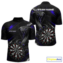 Load image into Gallery viewer, Black Blue Cobra Men's Quarter-Zip Darts Jersey Mockup, Cobra Professional League Shirt