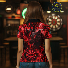 Load image into Gallery viewer, Custom Black Blue Flames Wolf Dartboard Dart Women Polo Shirt Outfits Dart Jerseys NYN1618