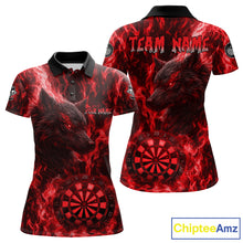 Load image into Gallery viewer, Custom Black Blue Flames Wolf Dartboard Dart Women Polo Shirt Outfits Dart Jerseys NYN1618