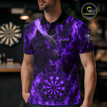 Load image into Gallery viewer, Custom Black Red Flames Wolf Dartboard Dart Men Polo Shirt Outfits Dart Jerseys NYN1619