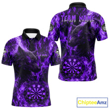 Load image into Gallery viewer, Custom Black Red Flames Wolf Dartboard Dart Men Polo Shirt Outfits Dart Jerseys NYN1619