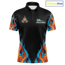 Load image into Gallery viewer, Red And Blue Flames 8 Ball Pool Billiard Team Shirt For Men Custom Billiard Balls Jerseys NYN2441