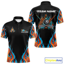 Load image into Gallery viewer, Red And Blue Flames 8 Ball Pool Billiard Team Shirt For Men Custom Billiard Balls Jerseys NYN2441