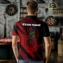 Load image into Gallery viewer, Custom Green Cobra Flames Dartboard Red Grunge Dart Men Polo Jerseys Dart Shirt Gifts NYN1642