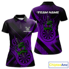 Load image into Gallery viewer, Custom Green Cobra Flames Dartboard Purple Grunge Dart Women Polo Jerseys Dart Shirt Gifts NYN1643