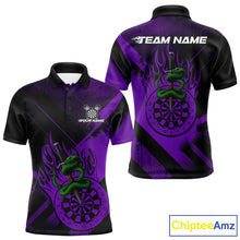 Load image into Gallery viewer, Custom Green Cobra Flames Dartboard Purple Grunge Dart Men Polo Jerseys Dart Shirt Gifts NYN1643