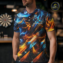 Load image into Gallery viewer, Icy And Fire Flame Dartboard Men Dart Polo &amp; 1/4-Zip Shirt Custom Red And Blue Dart Team Attire NYN3210