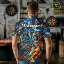 Load image into Gallery viewer, Icy And Fire Flame Dartboard Men Dart Polo &amp; 1/4-Zip Shirt Custom Red And Blue Dart Team Attire NYN3210