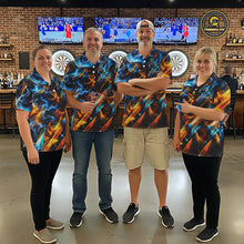 Load image into Gallery viewer, Icy And Fire Flame Dartboard Men Dart Polo &amp; 1/4-Zip Shirt Custom Red And Blue Dart Team Attire NYN3210