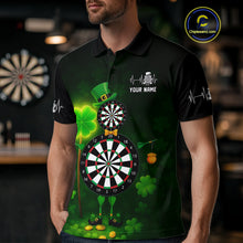 Load image into Gallery viewer, Personalized Funny Dartboard Patrick Day Men Darts Polo Shirts Shamrock Dart Team Gifts NYN2185