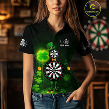 Load image into Gallery viewer, Personalized Funny Dartboard Patrick Day Women Darts Polo Shirts Shamrock Dart Team Gifts NYN2185