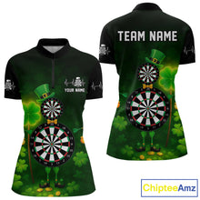 Load image into Gallery viewer, Personalized Funny Dartboard Patrick Day Women Darts Quarter-Zip Shirts Shamrock Dart Team Gifts NYN2185