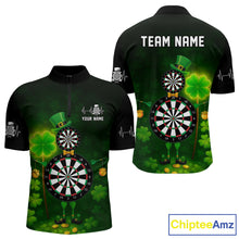 Load image into Gallery viewer, Personalized Funny Dartboard Patrick Day  Men Darts Quarter-Zip  Shirts Shamrock Dart Team Gifts NYN2185
