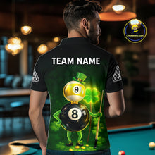 Load image into Gallery viewer, Funny Shamrock Pool 9 Ball &amp; 8 Ball Men's Billiard Team Shirt Custom Patrick Day Billiard Attire NYN2473