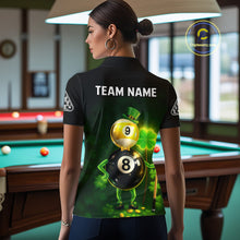 Load image into Gallery viewer, Funny Shamrock Pool 9 Ball &amp; 8 Ball Women's Billiard Team Shirt Custom Patrick Day Billiard Attire NYN2473