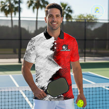 Load image into Gallery viewer, White &amp; Red Paint Splatter Pickleball Ball T-Shirt For Men Custom Outfits Pickleball Jerseys NYN2488
