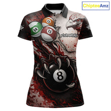 Load image into Gallery viewer, Red Grunge Eagle 8 Ball Billiard Pool Shirt For Women Custom Claws Billiard Attire Team Jersey NYN3063