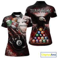 Load image into Gallery viewer, Red Grunge Eagle 8 Ball Billiard Pool Shirt For Women Custom Claws Billiard Attire Team Jersey NYN3063
