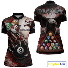 Load image into Gallery viewer, Red Grunge Eagle 8 Ball Billiard Pool Shirt For Women Custom Claws Billiard Attire Team Jersey NYN3063