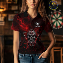 Load image into Gallery viewer, Custom Red Splatter Multi-Skull Women  Darts Arrow Polo League Shirts Dart Team Jerseys NYN2200