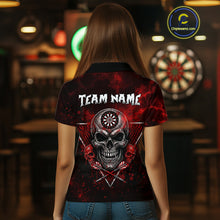 Load image into Gallery viewer, Custom Red Splatter Multi-Skull Women  Darts Arrow Polo League Shirts Dart Team Jerseys NYN2200