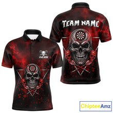 Load image into Gallery viewer, Custom Red Splatter Multi-Skull Men Darts Arrow Polo League Shirts Dart Team Jerseys NYN2200