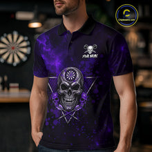 Load image into Gallery viewer, Custom Purple Splatter Multi-Skull Men Darts Arrow Polo League Shirts Dart Team Jerseys NYN2202