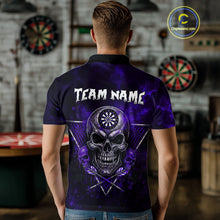 Load image into Gallery viewer, Custom Purple Splatter Multi-Skull Men Darts Arrow Polo League Shirts Dart Team Jerseys NYN2202