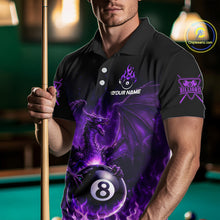 Load image into Gallery viewer, Purple Flaming Dragon Play Pool 8 Ball Men Billiard Shirt Custom Billiard Polo &amp; 1/4-Zip Attire NYN2493