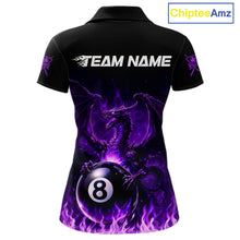 Load image into Gallery viewer, Purple Flaming Dragon Play Pool 8 Ball Women Billiard Shirt Custom Billiard Polo &amp; 1/4-Zip Attire NYN2493