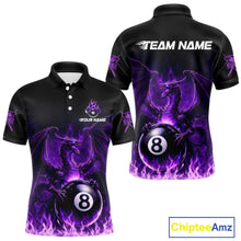 Load image into Gallery viewer, Purple Flaming Dragon Play Pool 8 Ball Men Billiard Shirt Custom Billiard Polo &amp; 1/4-Zip Attire NYN2493