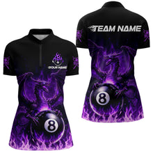 Load image into Gallery viewer, Purple Flaming Dragon Play Pool 8 Ball Women Billiard Shirt Custom Billiard Polo &amp; 1/4-Zip Attire NYN2493