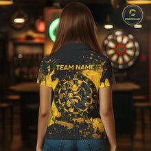 Load image into Gallery viewer, Black And Yellow Grunge Funny Bee Darts Polo &amp; 1/4 Zip For Women Personalized Dart Team Shirts NYN3237