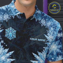 Load image into Gallery viewer, Icy Mens Bowling Shirts Custom Snowflake Icy Bowling Ball And Pins Team League Bowler Jerseys NYN3070