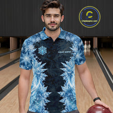 Load image into Gallery viewer, Icy Mens Bowling Shirts Custom Snowflake Icy Bowling Ball And Pins Team League Bowler Jerseys NYN3070