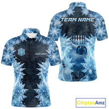 Load image into Gallery viewer, Icy Mens Bowling Shirts Custom Snowflake Icy Bowling Ball And Pins Team League Bowler Jerseys NYN3070