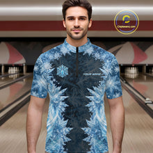 Load image into Gallery viewer, Icy Mens Bowling Shirts Custom Snowflake Icy Bowling Ball And Pins Team League Bowler Jerseys NYN3070