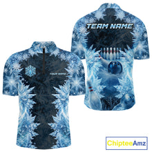 Load image into Gallery viewer, Icy Mens Bowling Shirts Custom Snowflake Icy Bowling Ball And Pins Team League Bowler Jerseys NYN3070
