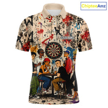 Load image into Gallery viewer, Grunge Graffiti Funny Friends And Beer Mens Darts Shirt Custom Polo 1/4 Zip Team Darts Jersey NYN3243