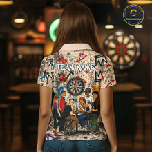 Load image into Gallery viewer, Grunge Graffiti Funny Friends And Beer Women Darts Shirt Custom Polo 1/4 Zip Team Darts Jersey NYN3243
