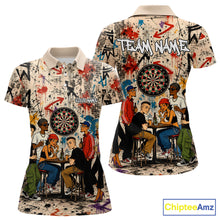 Load image into Gallery viewer, Grunge Graffiti Funny Friends And Beer Women Darts Shirt Custom Polo 1/4 Zip Team Darts Jersey NYN3243