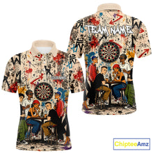 Load image into Gallery viewer, Grunge Graffiti Funny Friends And Beer Mens Darts Shirt Custom Polo 1/4 Zip Team Darts Jersey NYN3243