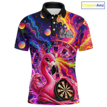 Load image into Gallery viewer, Personalized Cute Flamingo Dart Polo &amp; Quarter Zip Shirt For Men Colorful Rainbow Paint Darts Jersey NYN2869