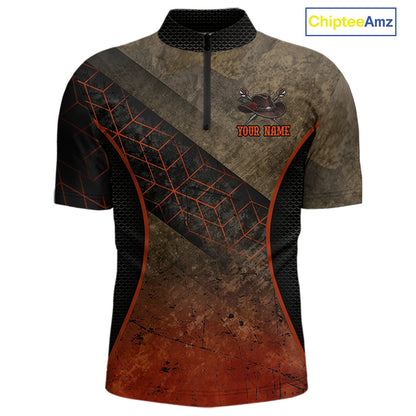 Funny Dartboard Cowboy Darts Polo & 1/4-Zip Shirts For Men Custom Grunge Brown Darts Team Jerseys NYN3079