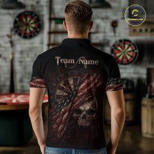 Load image into Gallery viewer, Red Grunge Retro Amercian Flag Dartboard Men Dart Polo Shirt Custom Skull Dart Team Jerseys NYN2542